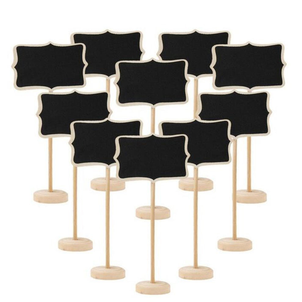 10Pcs Mini Wooden Chalkboard Blackboard Gift Tag Labels Table Number Party Decor 