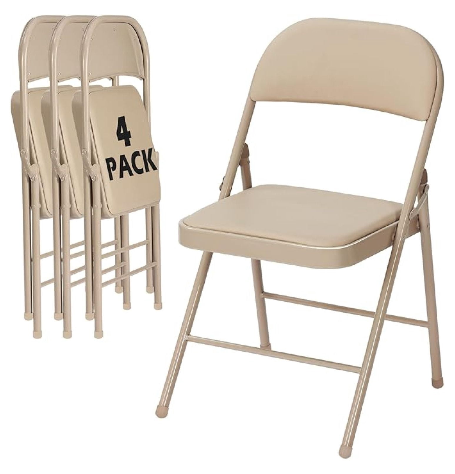 VTOY 4-Pack Vinyl Folding Chairs Steel Frame Metal Foam Folding