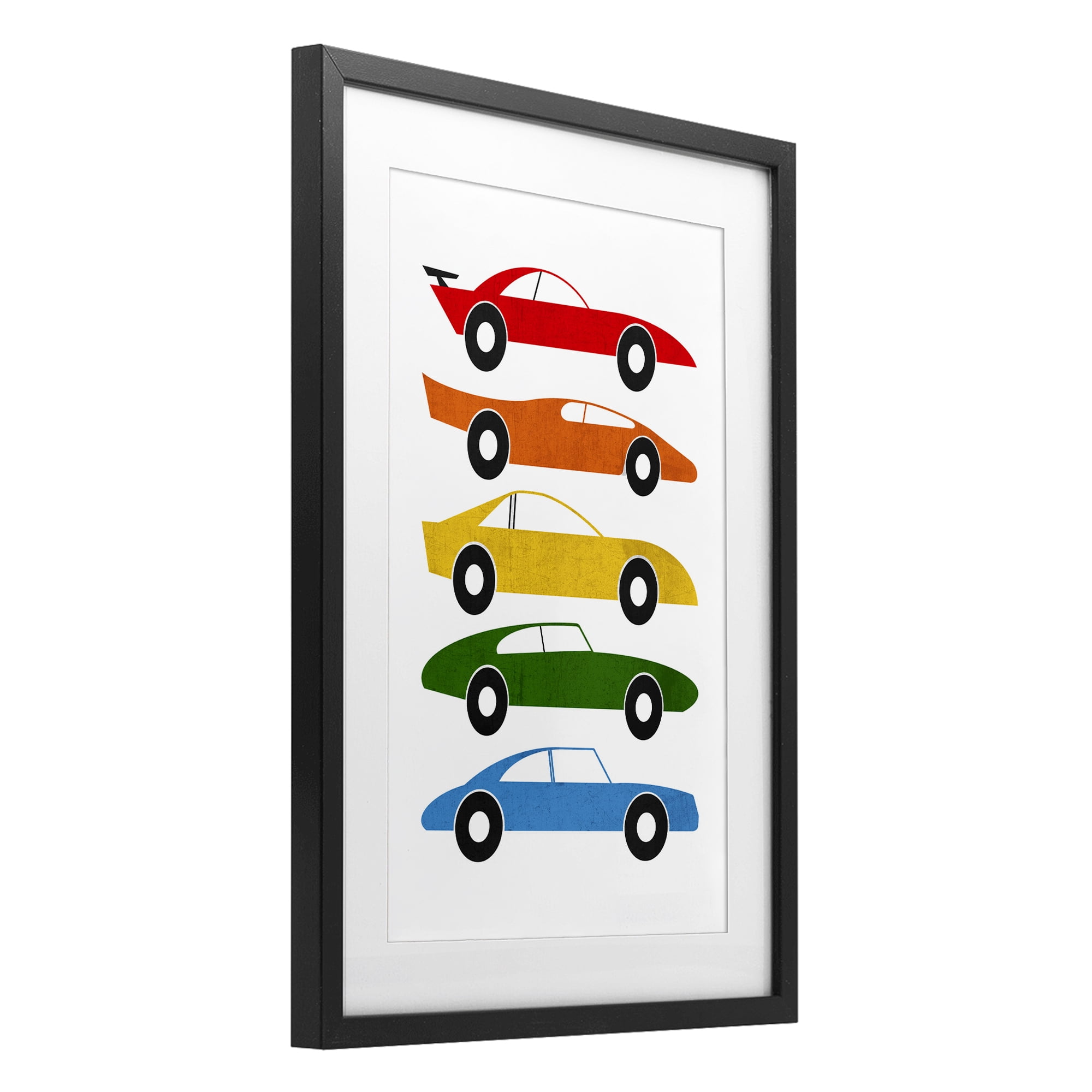 Stupell Industries Colorful Midcentury Cars Black Framed Print Under Glass, design by Tom Quartermaine