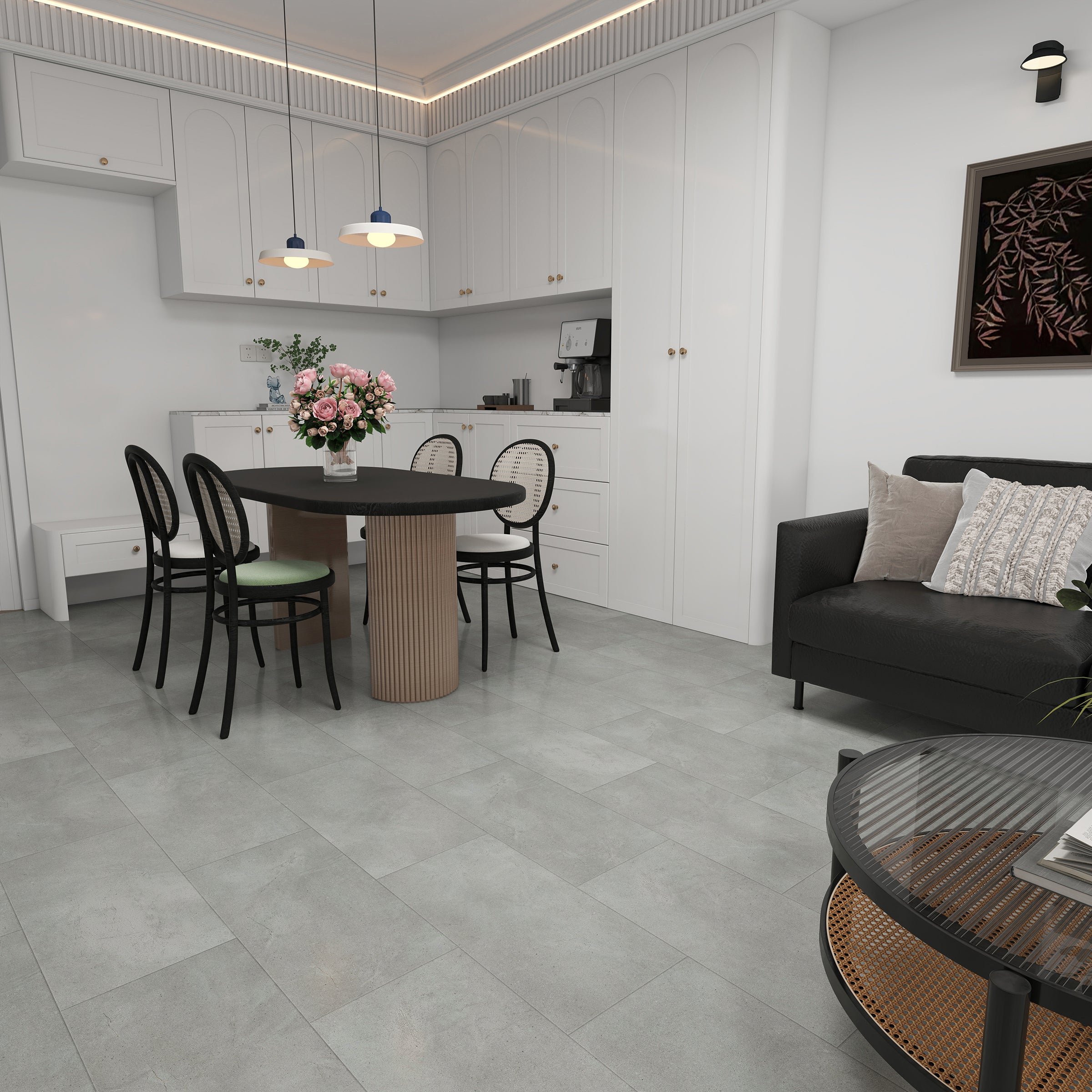 Dekorman Origin Padova Grey 5mm/12 mil x 12 in. W x 24 in. L Waterproof Click Lock Vinyl Tile Flooring (19.62 sq. sf/case)