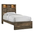 thumbnail image 1 of Bowery Hill Solid Wood Twin Bookcase Panel Bed with Bluetooth in Walnut, 1 of 14