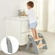 thumbnail image 1 of Taburete de 2 escalones Joothlin de madera para baño infantil plegable, gris, 1 of 6