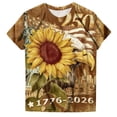 thumbnail image 5 of felwors Women's America 250th Anniversary T-Shirt – Bald Eagle, Statue of Liberty & NYC Skyline on American Flag, Patriotic Tee for 4th of July Events (Yellow, XXL), 5 of 7