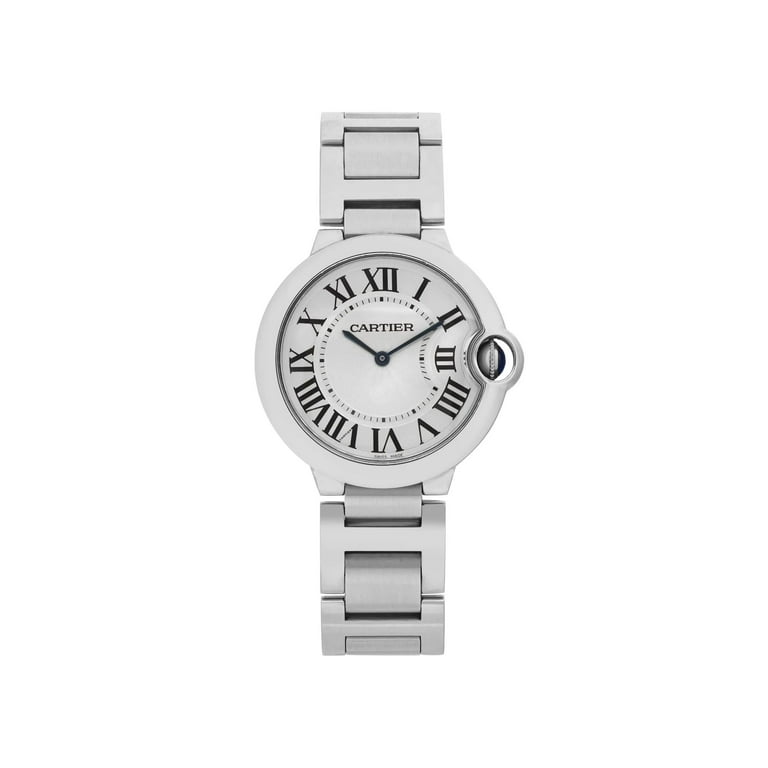 Cartier Ballon Bleu 36 Silver Guilloche Roman Dial Quartz Unisex