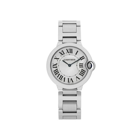 Cartier Ballon Bleu 36 Silver Guilloche Roman Dial Quartz Unisex Watch W69011Z4