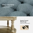thumbnail image 5 of 36'' Wide Blue Round Large Ottoman Tufted Coffee Table with Storage Wood Legs Home Living Room, 5 of 9