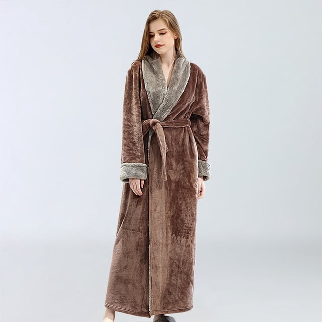 Women's Robes Womens Fleece Robe Soft Plush Bathrobe Fluffy Cute Long Coat Night Robe L
