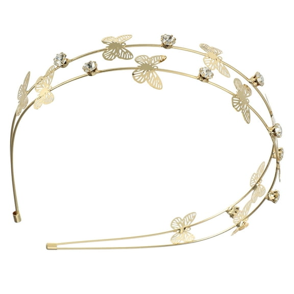 Unique Bargains 1 Pc Elegant Double Layer Butterfly Headband for Women for Girls 4.72" ID Gold Tone