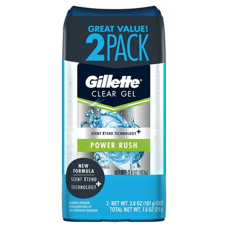 Gillette Power Rush Clear Gel Men's Antiperspirant and Deodorant 3.8 oz each