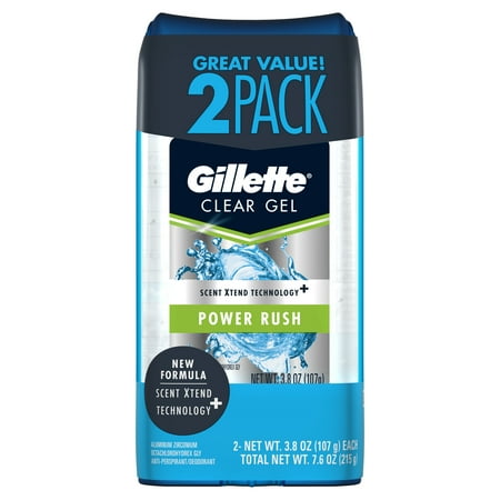 - Gillette Power Rush Clear Gel Men's Antiperspirant and Deodorant 3.8 oz each 2-Pack