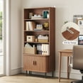 thumbnail image 6 of Rogalis 4 Tier Bookshelf Shelf Wooden Bookcase ,with Storage Cabinet & Adjustable Storage Shelf,Multipurpose Bookshelf for Home Office, Living Room, Walnut, 6 of 10