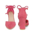 thumbnail image 5 of BLISSFUL STEP Ankle Tie Pointed Toe Block Heels Pumps for Women Red Pink (Size 8.5), 5 of 5