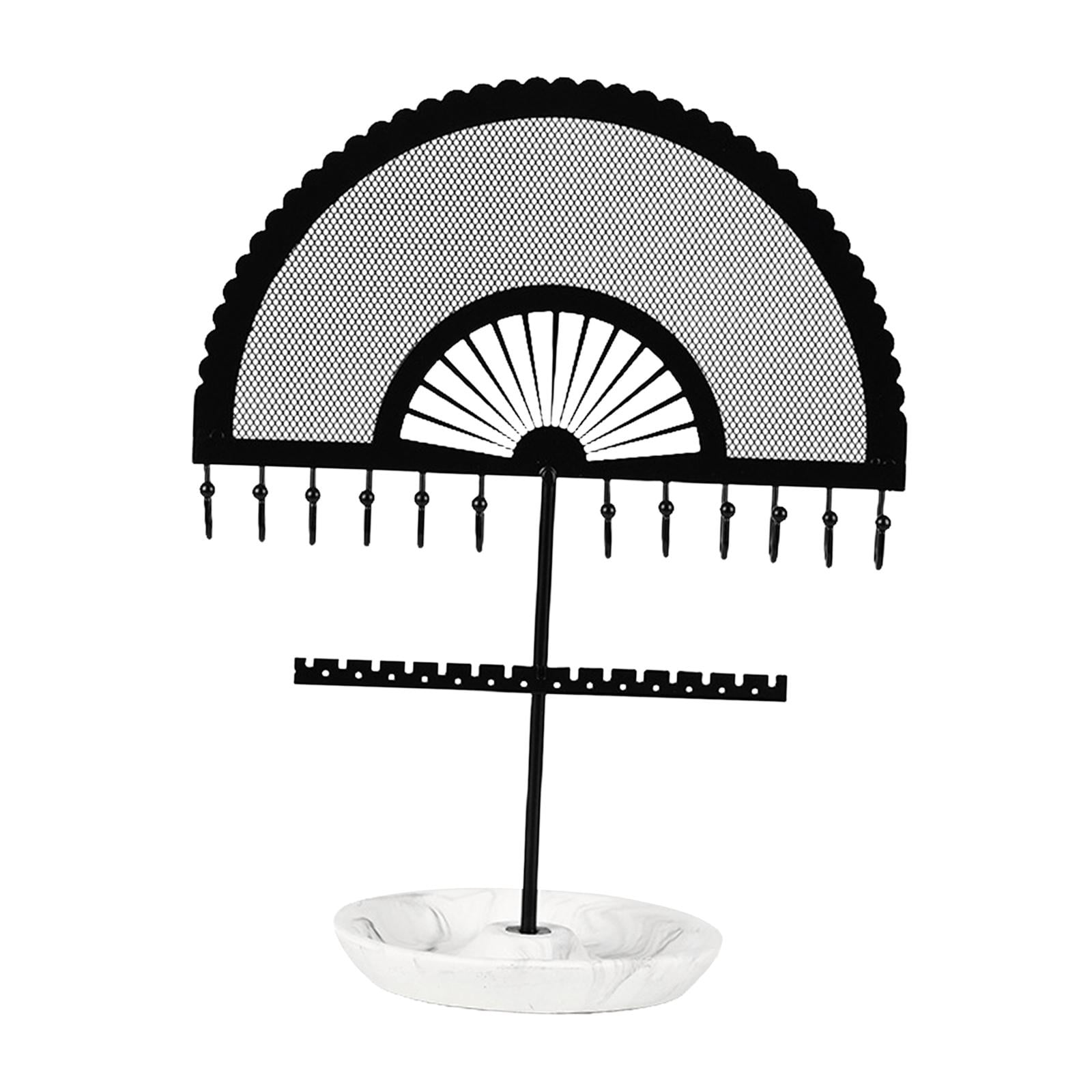 Fan Shaped Earring Display Stand Hanger Rack Free Standing with Stable Base Jewelry Organizer for Showcase Bangles Tabletop Earrings Pendant