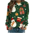 thumbnail image 2 of WXLWZYWL Christmas Sweatshirt Women Christmas Snowman Reindeer Print Pullover Casual Long Sleeve Holiday Shirts Tops, 2 of 4