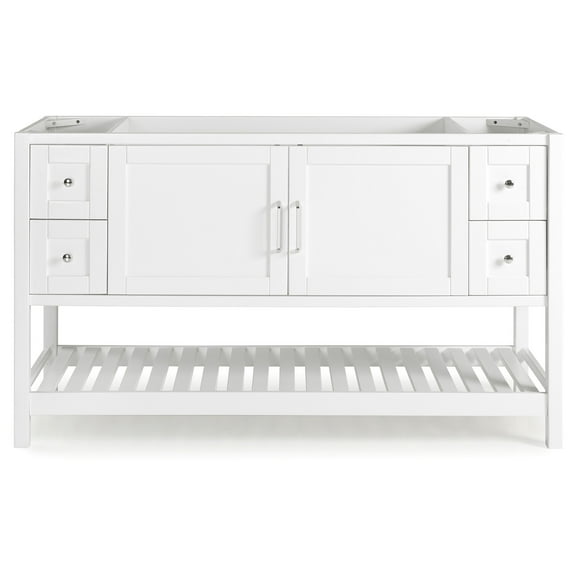 Alaterre Furniture Bennet 60"W White Wood Vanity Cabinet Only