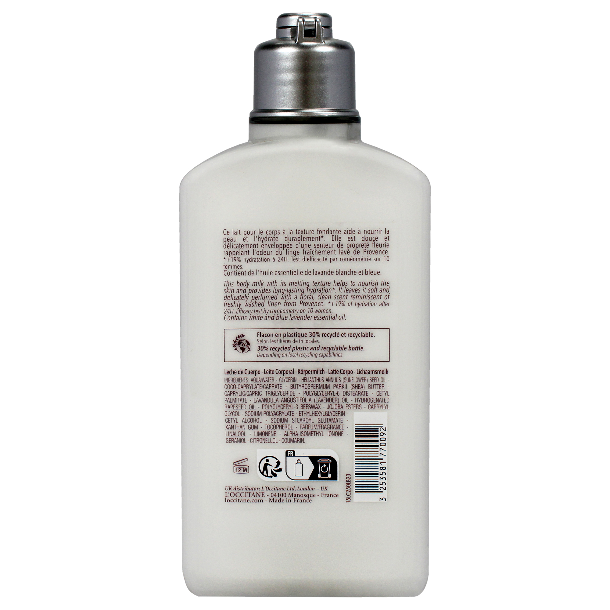LOccitane White Lavender Body Milk , 8.4 oz Body Milk