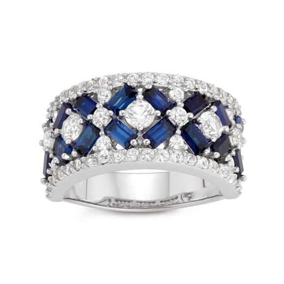 sterling silver created sapphire crossover ring
