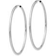 thumbnail image 2 of 14k White Gold Polished Endless 2mm Hoop Earrings - 50mm, 2 of 6