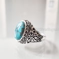 thumbnail image 2 of Blue Copper Turquoise Mans Ring, Natural Copper Turquoise Ring, Silver Jewelry, 925 Silver Ring, Birthday Gift, Heavy Mens Ring, Arabic Design, Ottoman Style Ring, Christmas, Turkey Mens Signet Ring, 2 of 7