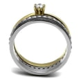 thumbnail image 3 of Womens Rings Two-Tone IP Gold (Ion Plating) Stainless Steel Ring with AAA Grade CZ in Clear TK3108, 3 of 4