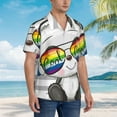 thumbnail image 3 of Kll Men'S Hawaiian Shirt Short Sleeve Button Down Beach Shirts-Panda With Sun Glasses, 3 of 7