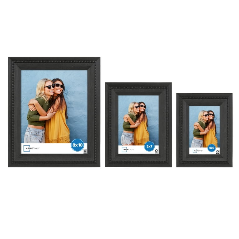Mainstays 8x10 Matted to 5x7 Front Loading Picture Frames, Black