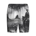 thumbnail image 3 of Picia 60s Black White Western Cowboy Pajama Shorts for Men, Men's Pajama Bottoms, Sleepwear,Short Pajama Pants-XX-Large, 3 of 9