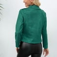 thumbnail image 6 of Atogsazn Women's Classic Notched Lapel Long Sleeve Jackets Asymmetric Zip Motorcycle Faux Suede Leather Jacket Green M, 6 of 7
