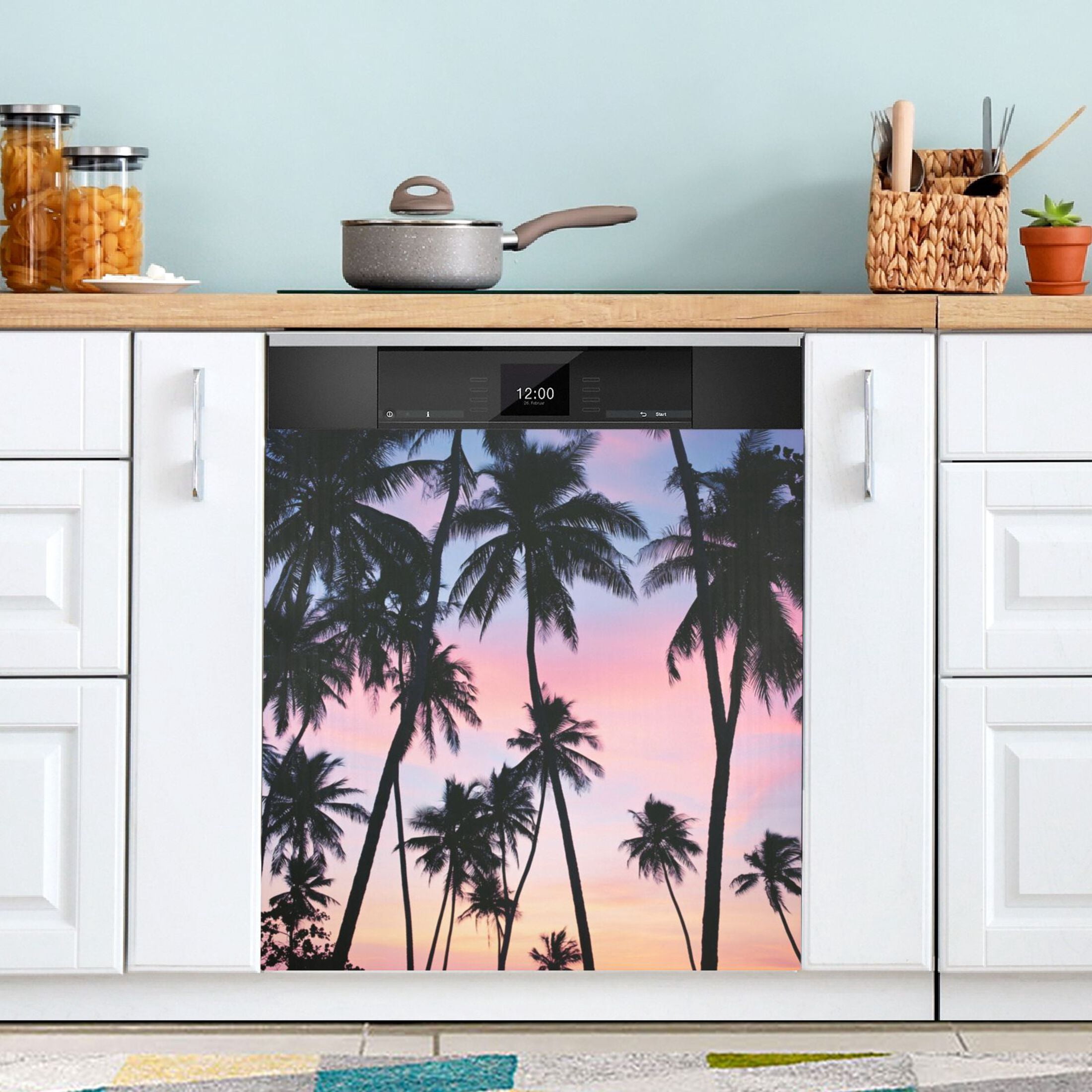 Dishwasher Magnetic Sticker 23x26 Inch Refrigerator Magnetic Sticker Washing Machine Magnetic Sticker Kitchen Panel Magnetic Sticker Home Decor California Coconut Tree