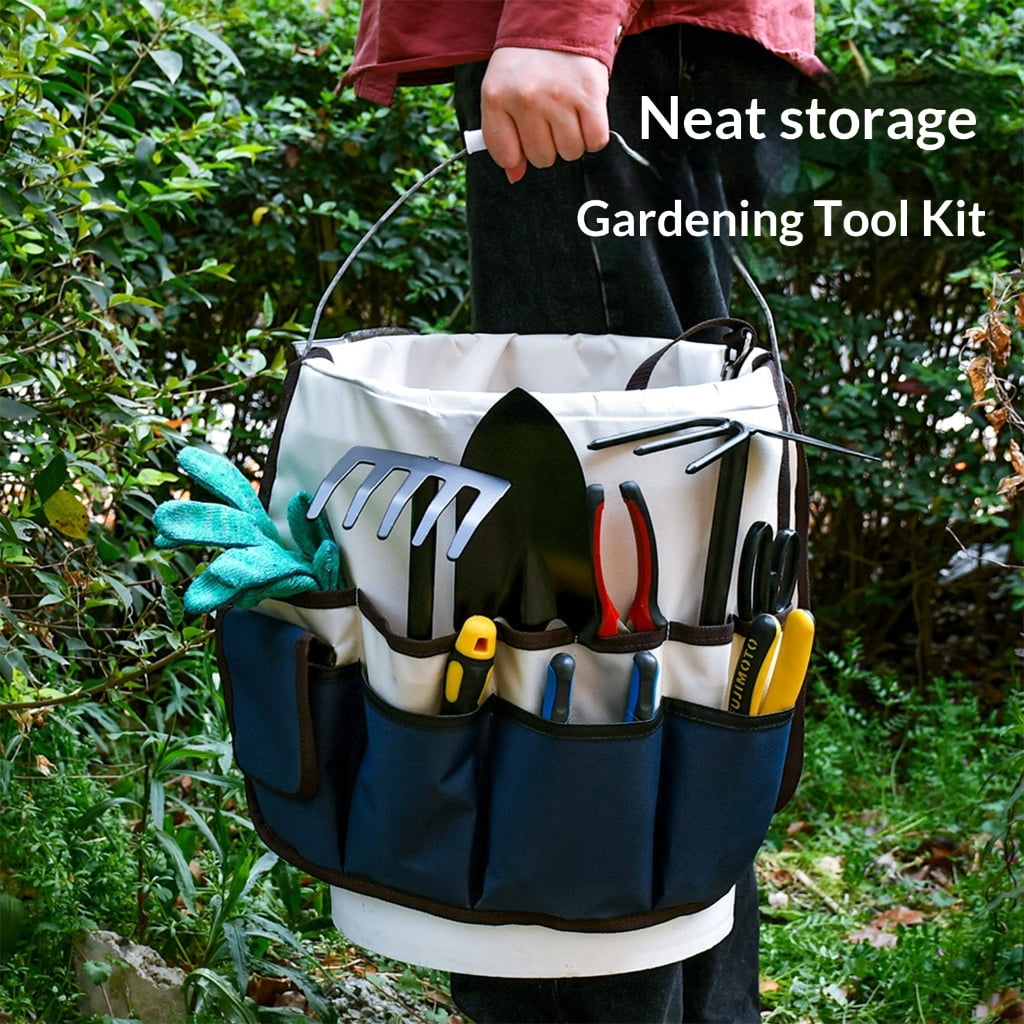 CEORPER Foldable Tool Storage Bucket for Garden Tool Saves Space Gardening Organizer Bag Oxfords Cloth Fabric