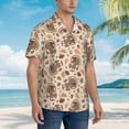 thumbnail image 3 of Honeii Cute Autumn Turkey Print Men’s Hawaiian Shirt,Classic Button-Down Short Sleeve Shirt, for Beach, Vacation, and Outdoor Activities,Large, 3 of 7