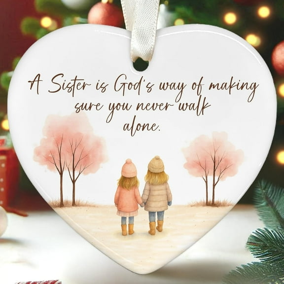 Sister Ceramic Ornament 2025, Sisterhood Christmas Ornament, Gift from Brother or Friend, Sentimental Holiday Keepsake for Women