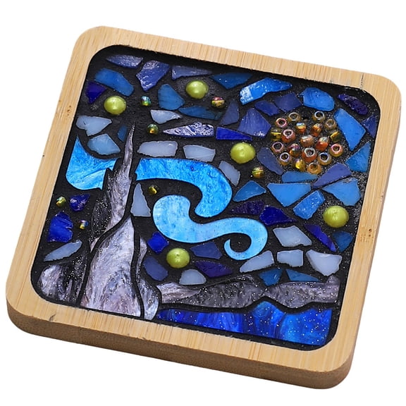 Mosaic Tile Craft Kit for Adults & Kids, DIY Art Supplies to Make 2  Wooden Coasters, with Mixed Color Tiles & Tools