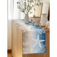 thumbnail image 5 of Marine Life Table Runner, Starfish Shell Coral Gradient Blue Brown Ocean Cotton Linen Kitchen Table Decoration Washable Dining Tabletop Runners for Home Party Decor 18x72 Inches, 5 of 9