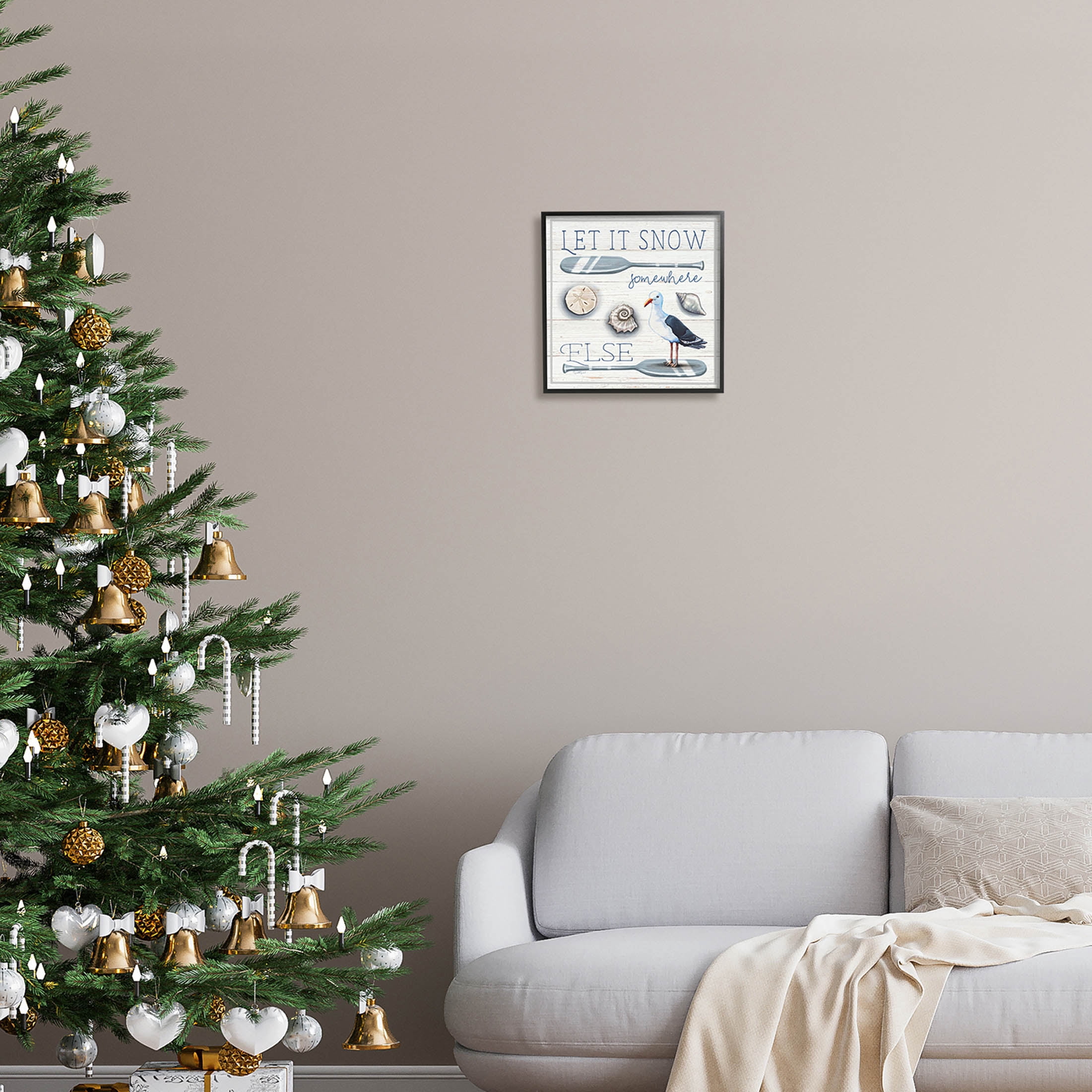 Stupell Industries Let It Snow Somewhere Else Phrase Graphic Art Black Framed Art Print Wall Art, Design by Elizabeth Tyndall