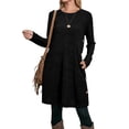 thumbnail image 2 of Pudcoco Ladies Dress Button Decoration Long Sleeve Round Neck Design Dress, 2 of 9