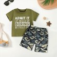 thumbnail image 2 of KPOPLK Baby Boys Toddler Clothes 2pcs Summer Graphic Print Short Sleeve T-Shirt Tee Clothing Elastic Waist Shorts Set with Pockets(2-3 Years,White), 2 of 4