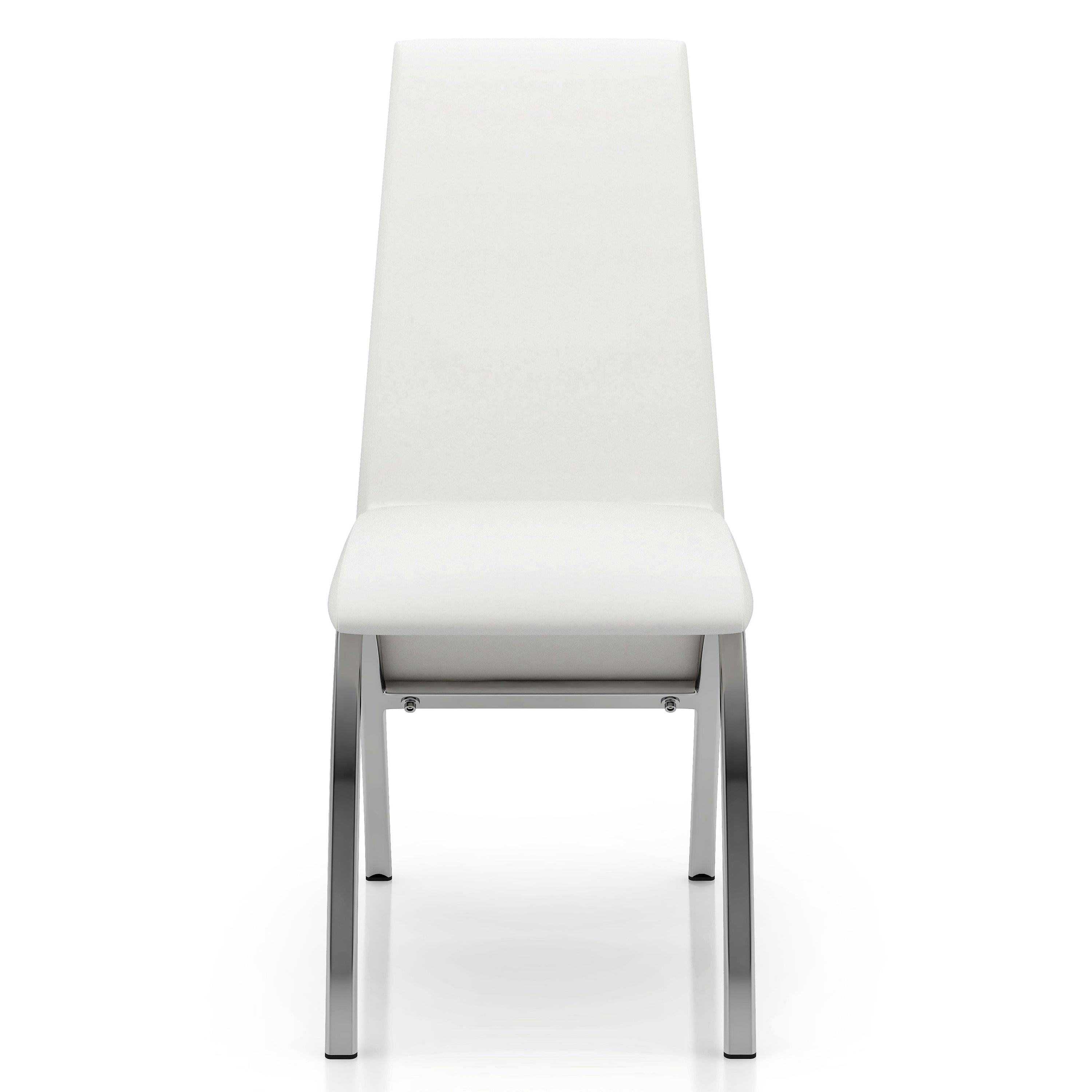 Furniture of America Janey Upholstered Faux Leather White and Chrome Side Chairs (Set of 2)