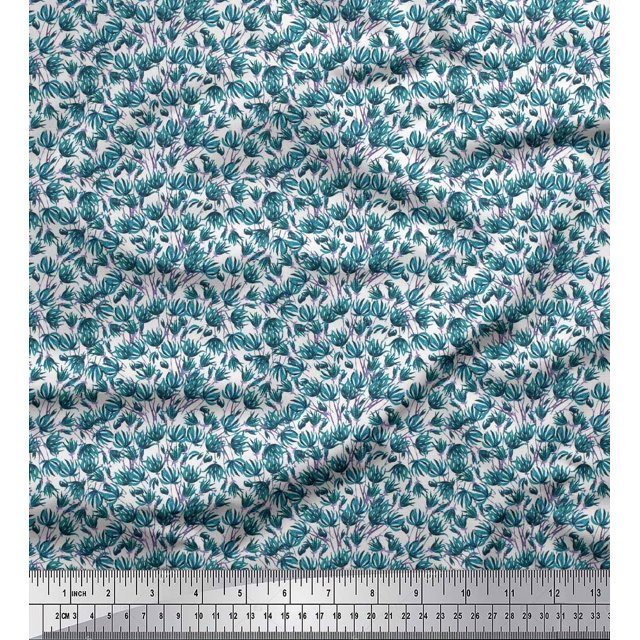 Soimoi Poly Georgette Fabric Flower Artistic Printed Fabric 1 Yard 42 Inch Wide