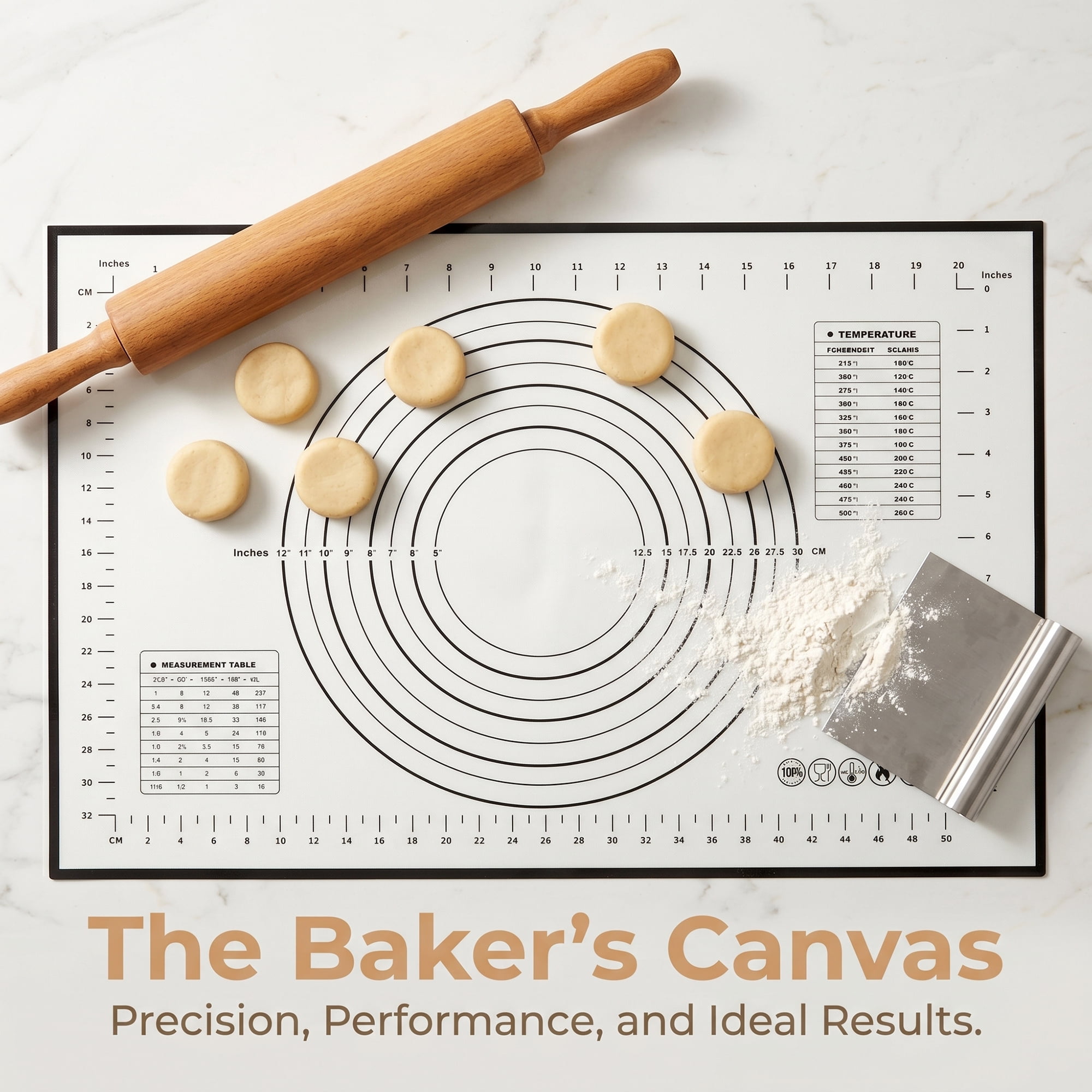 Unique Bargains Pastry Baking Mat with Measurements and Heat Resistance Black 15.7"x23.6"