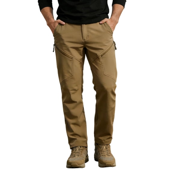 Chiccall Cargo Pants for Men with 4 Zipper Pockets Soft Straight Leg Back Waist Outdoor Military Work Hiking Pant