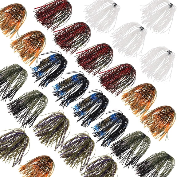 Silicone Jig Skirts Fishing DIY Bass Jig Lures 18 Bundles Spinnerbait Jig Lures Rubber Material-50 Strands Fishing Bait Accessories