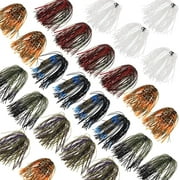 Silicone Jig Skirts Fishing DIY Bass Jig Lures 18 Bundles Spinnerbait Jig Lures Rubber Material-50 Strands Fishing Bait Accessories