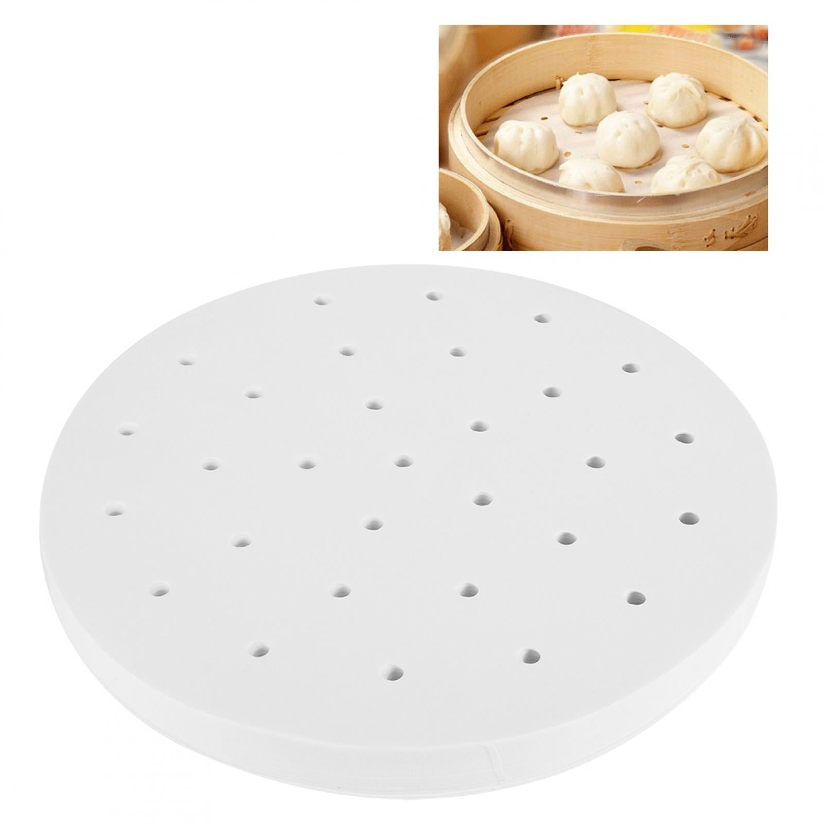 NFTIGB 400PCS Disposable Perforated Steamer Paper 9.4 Inches / 24 cm Round Non-Stick Steaming Basket Liners Mat Air Fryer Baking Sheets Kitchen Tools