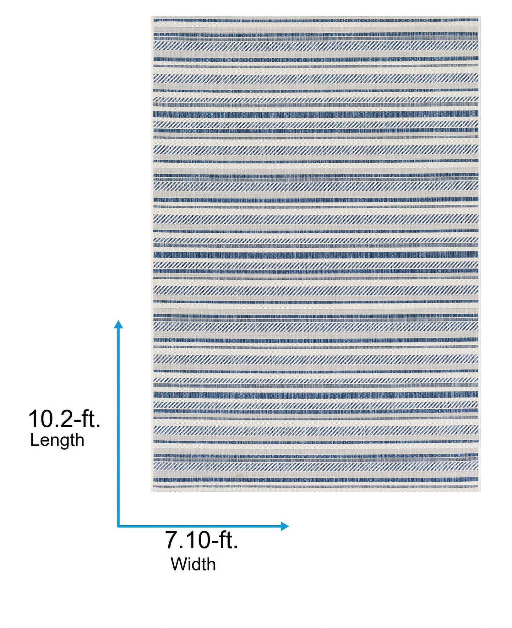 Livabliss Outdoor Rugs, 8x10 Eagean Global Blue Area Rug for Patio, Porch, Deck, Backyard, Waterproof Indoor Outdoor Carpet (7'10" x 10'2")