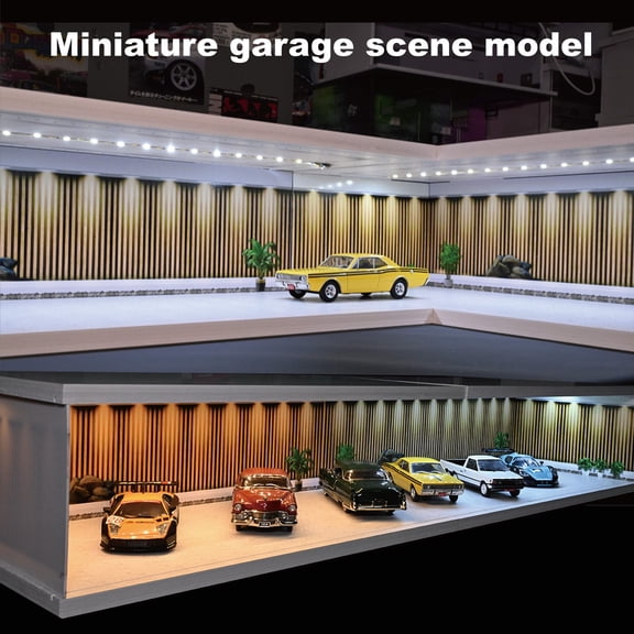 Diorama 1:64 Scale Diecast Car Garage Model, LED Lighting Shown, City Street Showroom Parking Lot, Multi Combination Exhibition Hall Scene Display Collection