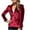 Wine, variant on BangWanChi Blazers for Women Business Casual Women's Solid Color Short V-neck Button Up Cardigan Top Long Sleeved Gold Velvet Jacket