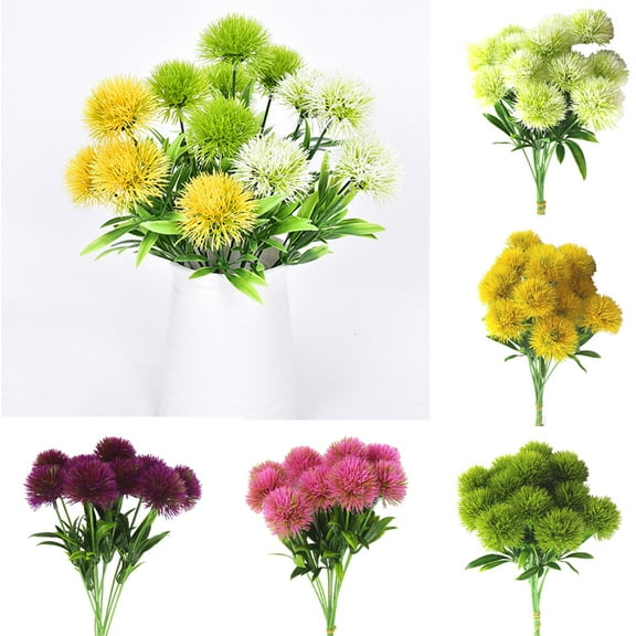 D-GROEE Artificial Dandelion Ball Flowers Hydrangea Arrangement Bouquet 10pcs Present for Friends Decor for Home Office Coffee House Parties and Wedding