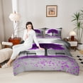 thumbnail image 3 of jejeloiu Purple Tree Artwor Queen Comforter Set,Rustic Mountain River Bedding Sets,Romantic Theme Bedding Comforter Set For Adults,Luxury Bedroom Decor Reversible,3pcs, 3 of 7