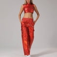 thumbnail image 2 of Bovxnpu Women's Sequin Outfit Set Crop Top and Wide Leg Pants Party Outfits Sleeveless Crew Neck Tank With Elastic Waist Pants Set, 2 of 7